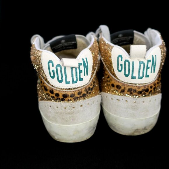 Golden Goose Mid Star Gold Glitter Midstar LE Sneakers Women 37 7M Made in Italy - Picture 5 of 15